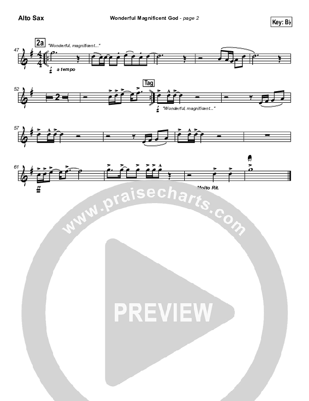 Wonderful Magnificent God Alto Sax (Don Moen)