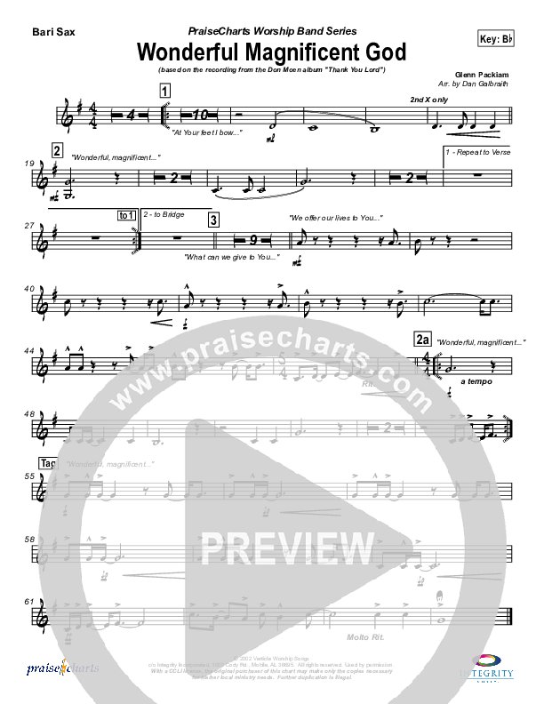Wonderful Magnificent God Bari Sax (Don Moen)