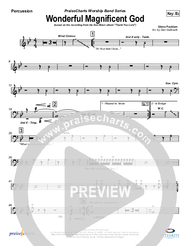 Wonderful Magnificent God Percussion (Don Moen)