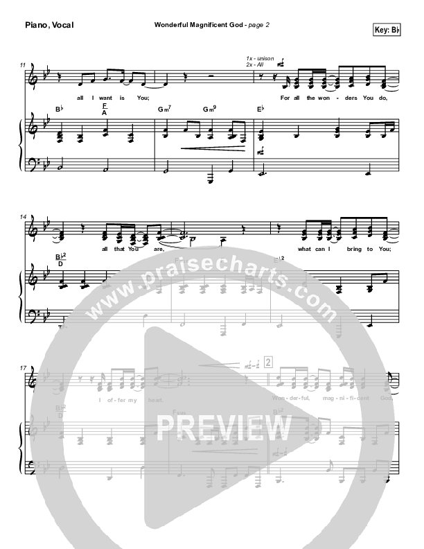 Wonderful Magnificent God Piano/Vocal & Lead (Don Moen)