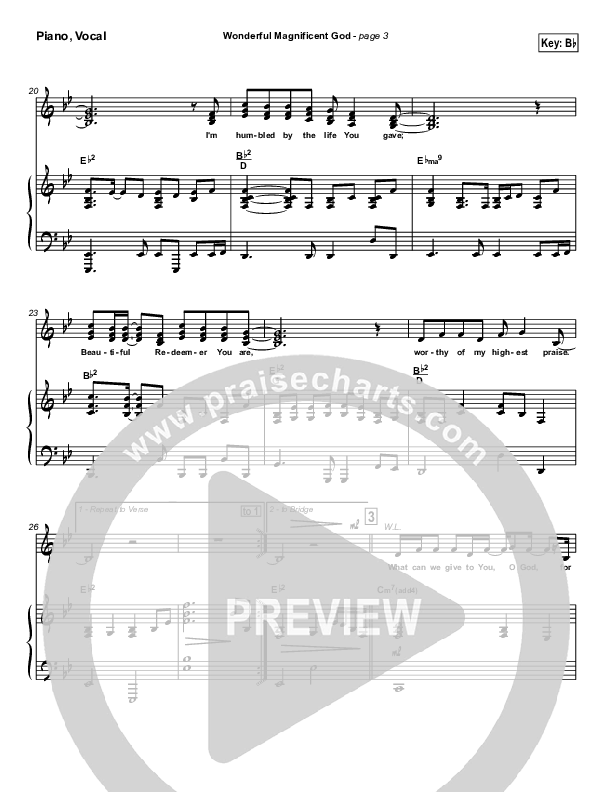 Wonderful Magnificent God Piano/Vocal & Lead (Don Moen)