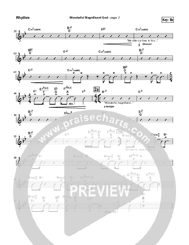 Wonderful Magnificent God Rhythm Chart (Don Moen)