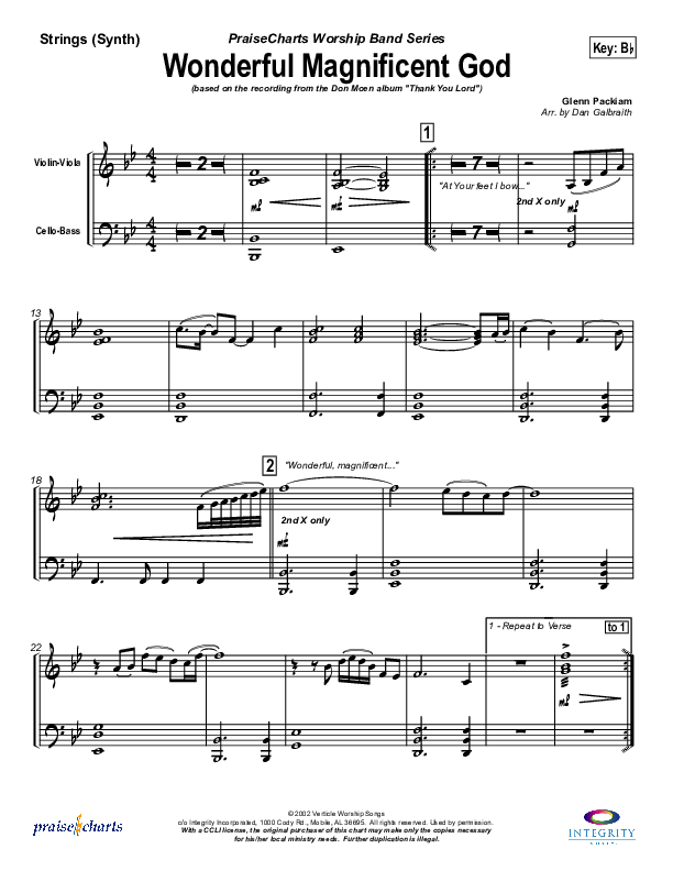 Wonderful Magnificent God Synth Strings (Don Moen)