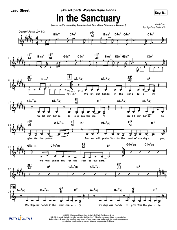 In The Sanctuary Lead Sheet (SAT) (Kurt Carr)