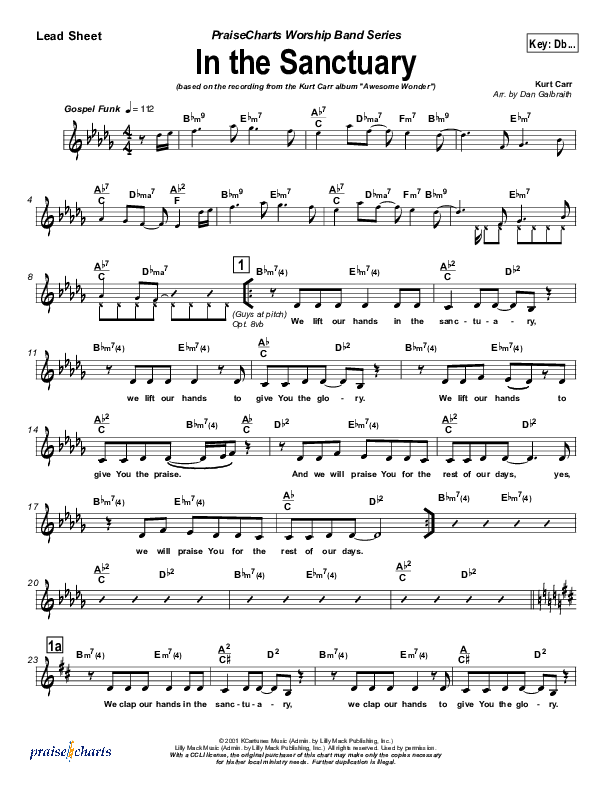 In The Sanctuary Lead Sheet (SAT) (Kurt Carr)