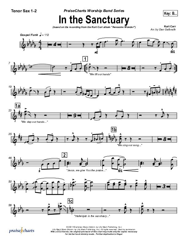 In The Sanctuary Tenor Sax 1/2 (Kurt Carr)