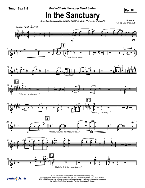 In The Sanctuary Tenor Sax 1/2 (Kurt Carr)