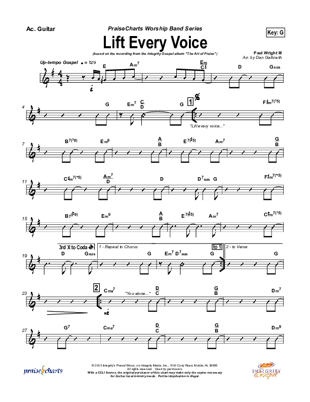 Lift Every Voice Acoustic Guitar (Paul Wright)