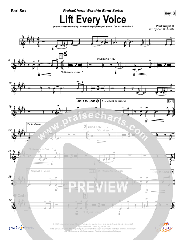 Lift Every Voice Bari Sax (Paul Wright)