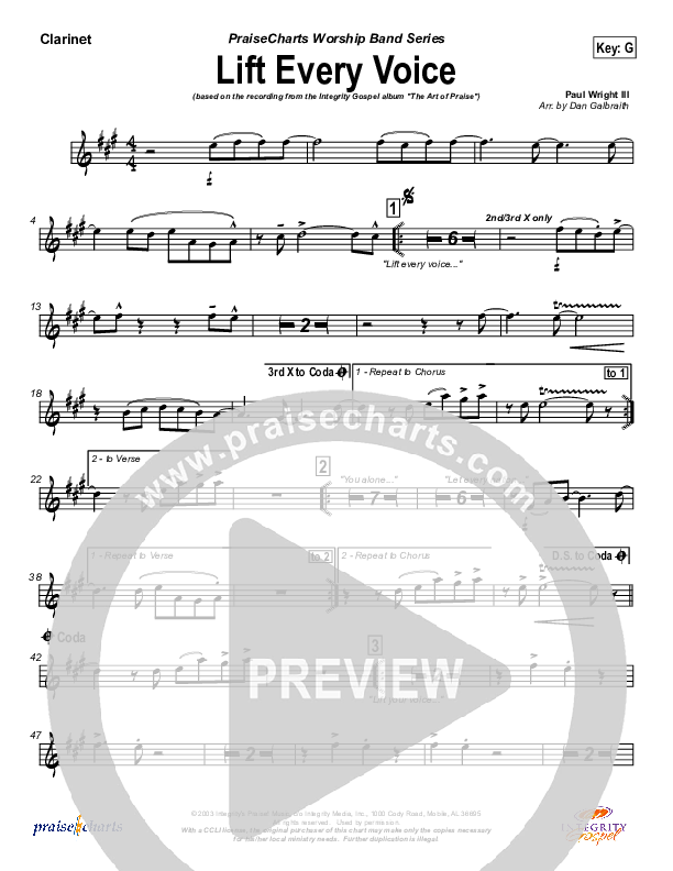 Lift Every Voice Clarinet (Paul Wright)