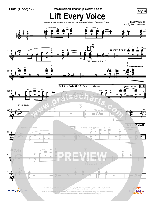 Lift Every Voice Flute/Oboe 1/2/3 (Paul Wright)