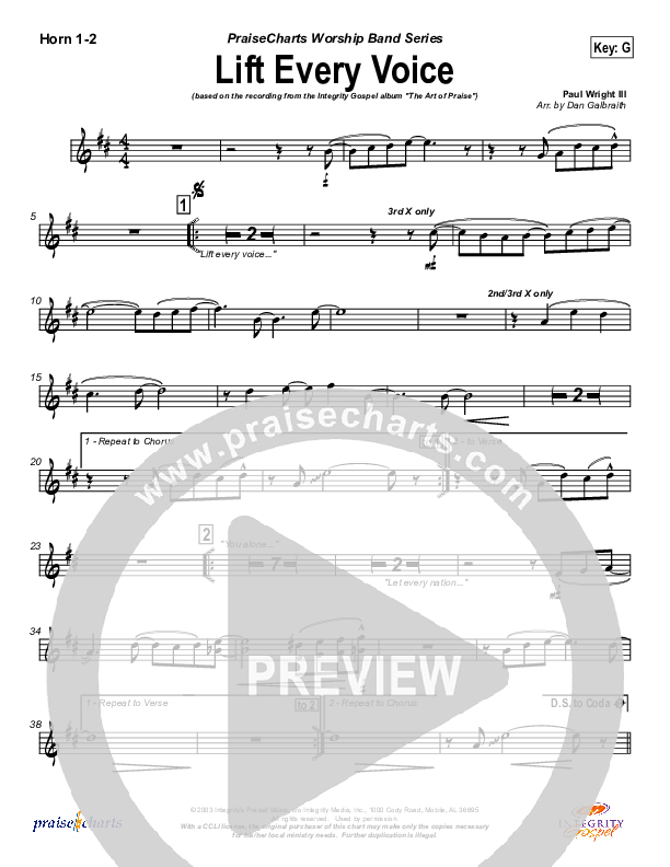 Lift Every Voice French Horn 1/2 (Paul Wright)