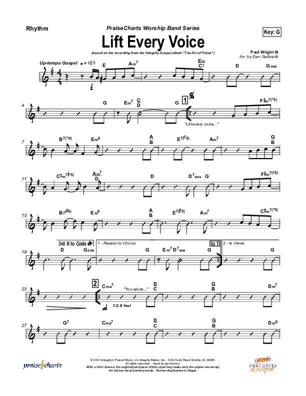 Lift Every Voice Rhythm Chart (Paul Wright)