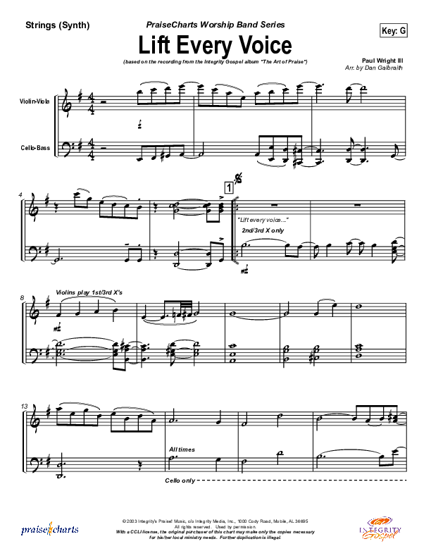 Lift Every Voice Synth Strings (Paul Wright)