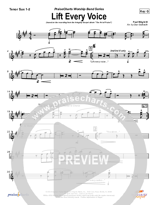 Lift Every Voice Tenor Sax 1/2 (Paul Wright)