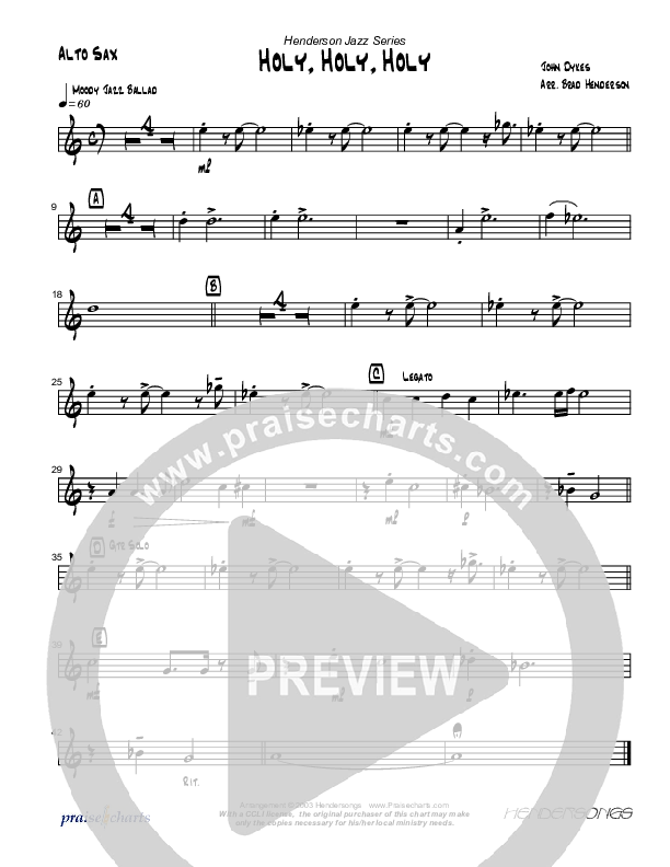 Holy Holy Holy (Instrumental) Alto Sax (Brad Henderson)