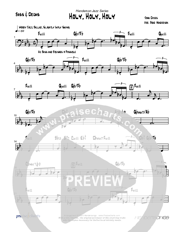 Holy Holy Holy (Instrumental) Bass Guitar (Brad Henderson)