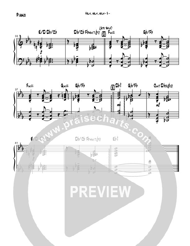 Holy Holy Holy (Instrumental) Piano Sheet (Brad Henderson)