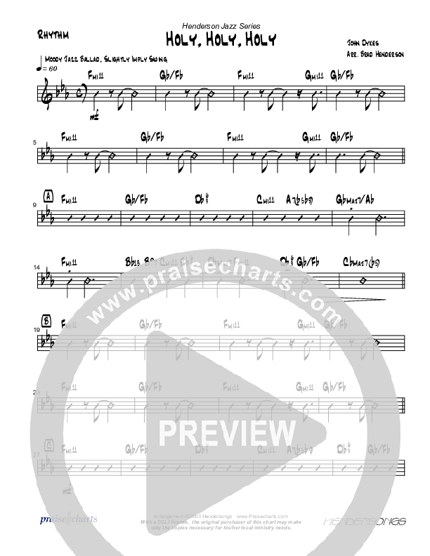 Holy Holy Holy (Instrumental) Rhythm Chart (Brad Henderson)
