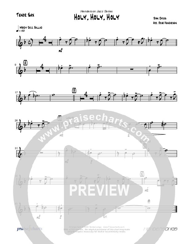 Holy Holy Holy (Instrumental) Tenor Sax 2 (Brad Henderson)