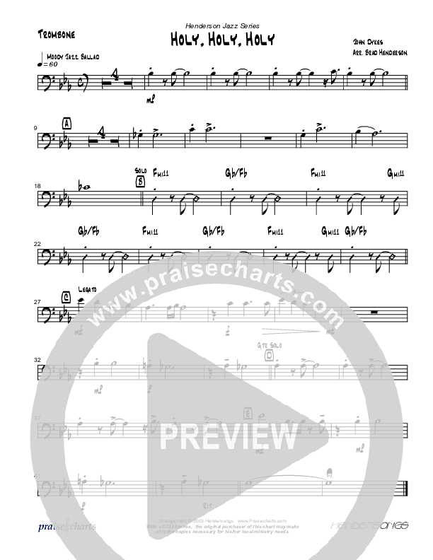 Holy Holy Holy (Instrumental) Trombone (Brad Henderson)