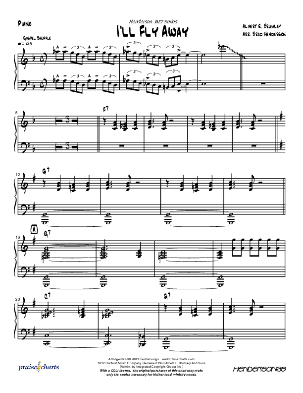 I'll Fly Away (Instrumental) Piano Sheet (Brad Henderson)
