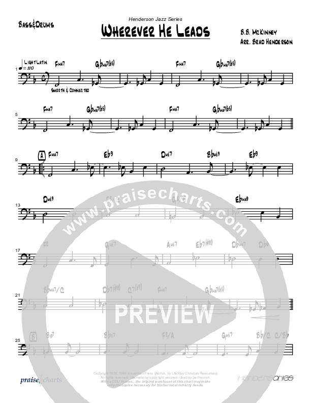 Wherever He Leads I'll Go (Instrumental) Bass Guitar (Brad Henderson)