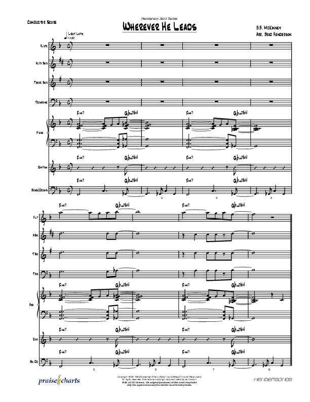 Wherever He Leads I'll Go (Instrumental) Conductor's Score (Brad Henderson)