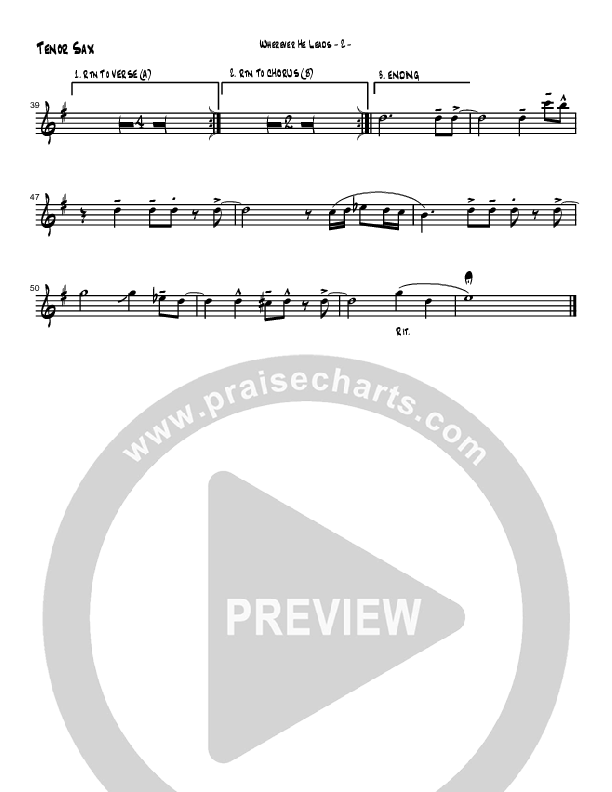 Wherever He Leads I'll Go (Instrumental) Tenor Sax 2 (Brad Henderson)