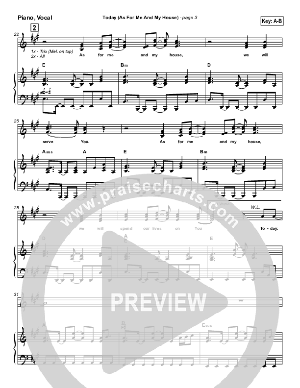 Today Piano/Vocal (SATB) (Brian Doerksen)