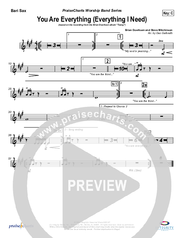 You Are Everything Bari Sax (Brian Doerksen)