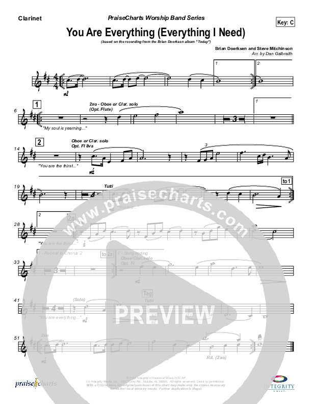 You Are Everything Clarinet (Brian Doerksen)