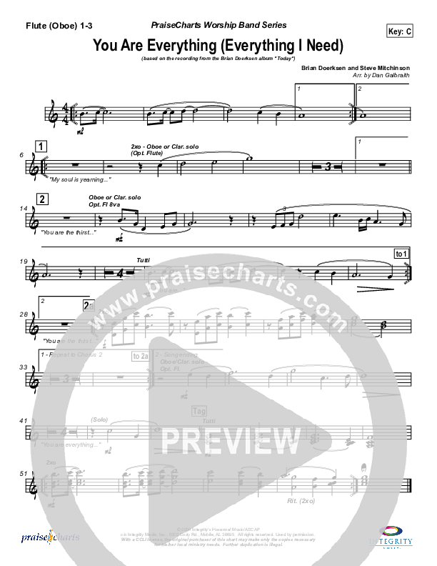 You Are Everything Flute/Oboe 1/2/3 (Brian Doerksen)