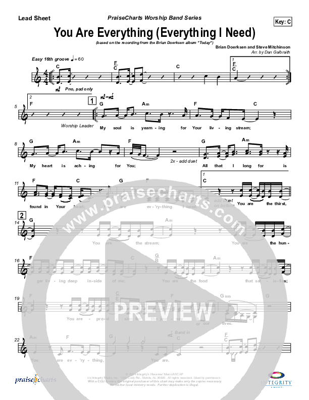 You Are Everything Lead Sheet (Brian Doerksen)