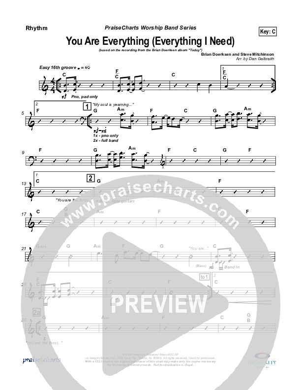 You Are Everything Rhythm Chart (Brian Doerksen)