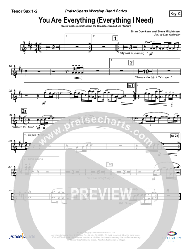 You Are Everything Tenor Sax 1/2 (Brian Doerksen)