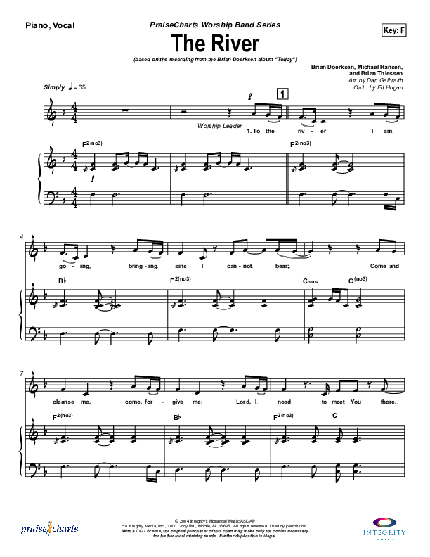 The River Piano/Vocal (SATB) (Brian Doerksen)