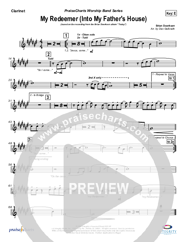 My Redeemer Clarinet (Brian Doerksen)