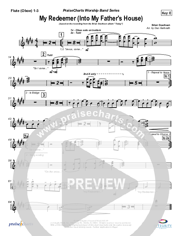 My Redeemer Flute/Oboe 1/2/3 (Brian Doerksen)