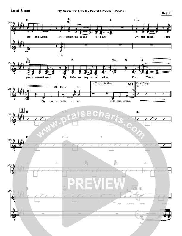 My Redeemer Lead Sheet (SAT) (Brian Doerksen)
