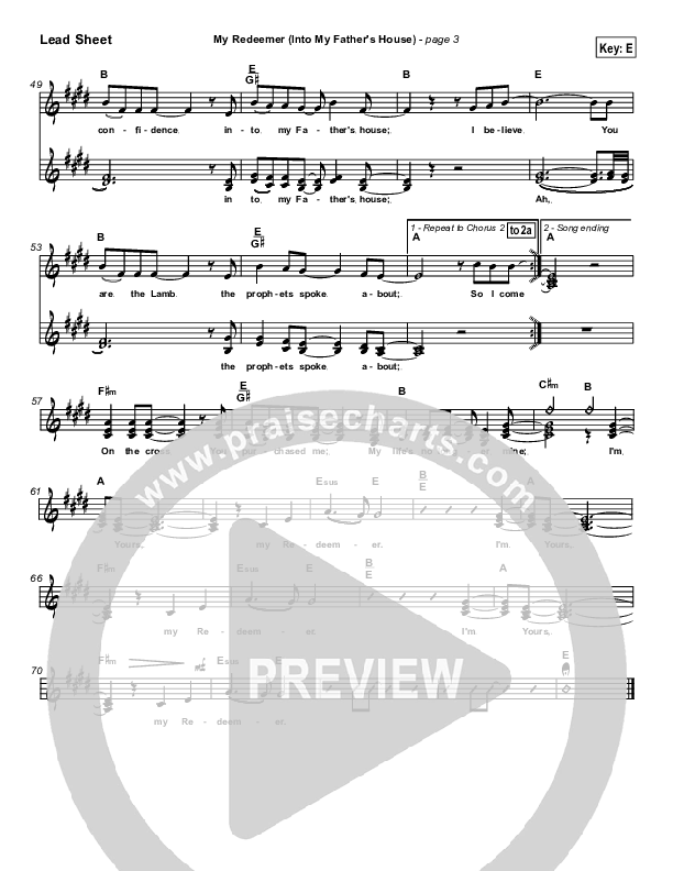 My Redeemer Lead Sheet (SAT) (Brian Doerksen)