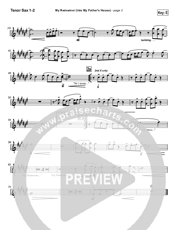 My Redeemer Tenor Sax 1/2 (Brian Doerksen)