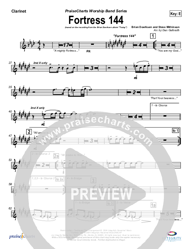 Fortress 144 (with A Mighty Fortress) Clarinet (Brian Doerksen)