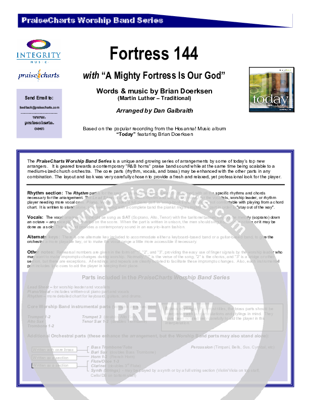 Fortress 144 (with A Mighty Fortress) Orchestration (Brian Doerksen)