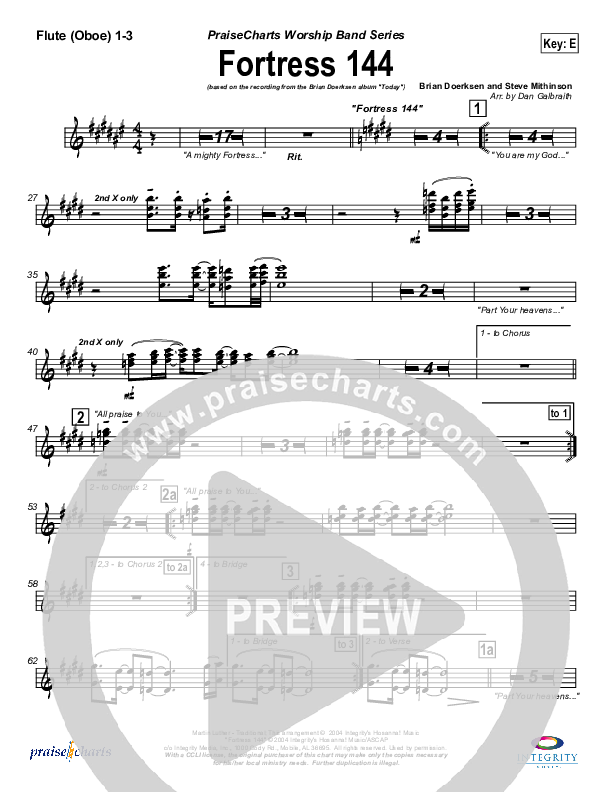 Fortress 144 (with A Mighty Fortress) Flute/Oboe 1/2/3 (Brian Doerksen)