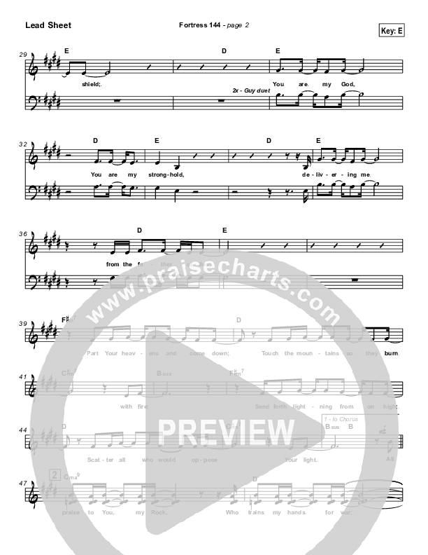 Fortress 144 (with A Mighty Fortress) Lead Sheet (Brian Doerksen)