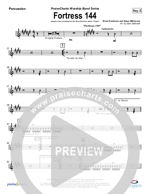 Fortress 144 (with A Mighty Fortress) Percussion (Brian Doerksen)