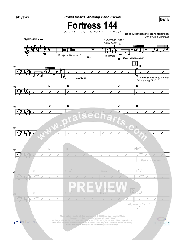 Fortress 144 (with A Mighty Fortress) Rhythm Chart (Brian Doerksen)