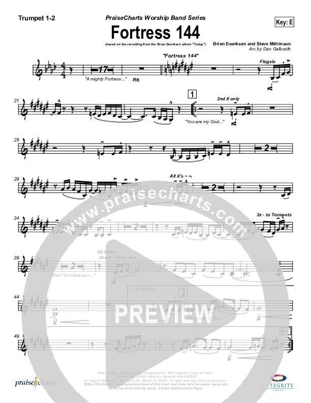 Fortress 144 (with A Mighty Fortress) Trumpet 1,2 (Brian Doerksen)