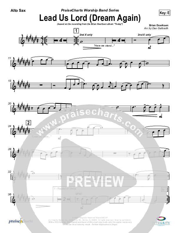 Lead Us Lord (Dream Again) Alto Sax (Brian Doerksen)